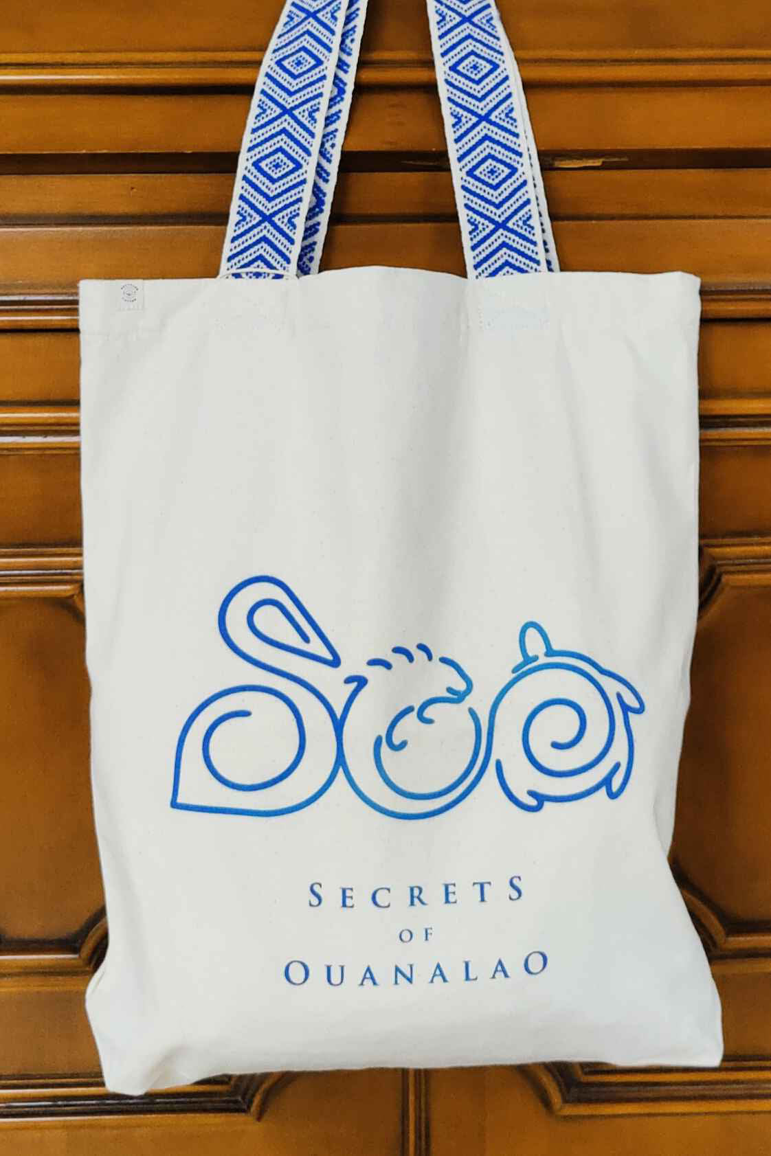 Blue Tote Bag with Zipper Pocket, Vegan, Recycled Cotton