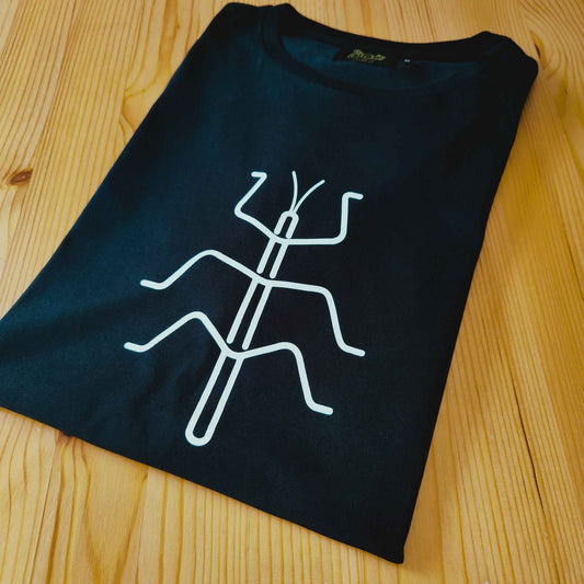 T-Shirt aus Bio-Baumwolle | Stabschreken-Design | Schwarz | Unisex | Secrets of Ouanalao